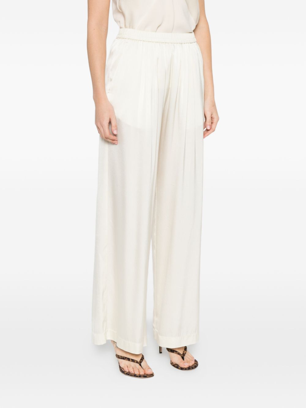 Silk Satin Trousers with Elastic Waistband for Comfort
