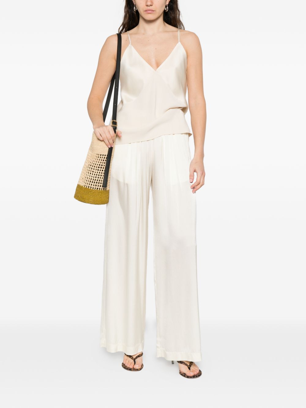 Silk Satin Trousers with Elastic Waistband for Comfort