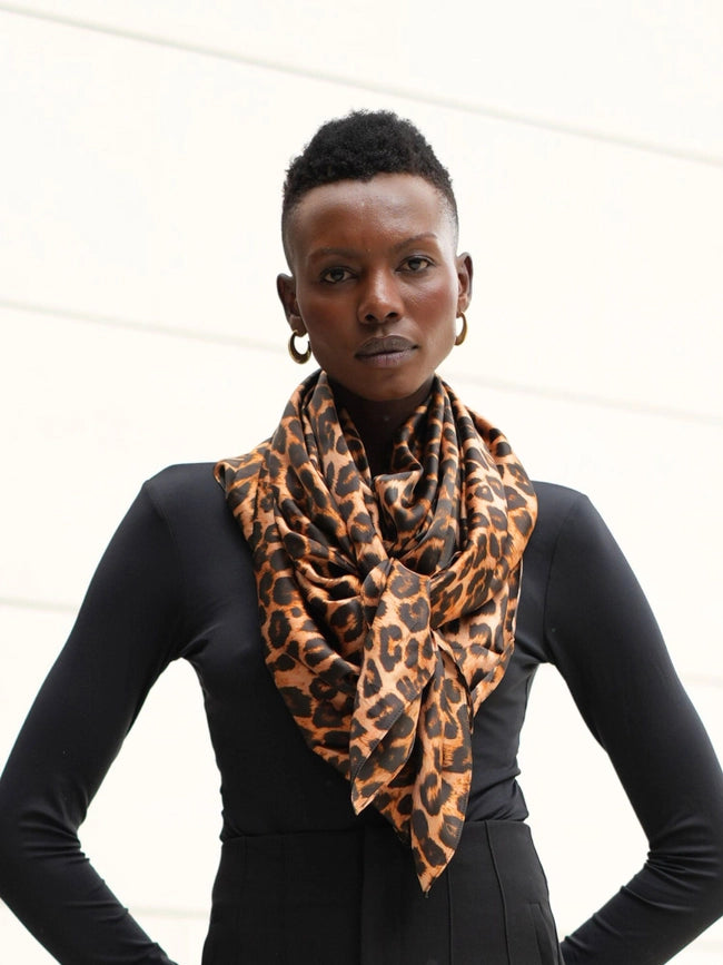 Silk Scarf-Sarong in Leopard Print-Scarf-Bel Cashmere S.C.-51.2 x 51.2 in (130 x 130 cm)-Leopard Print-Urbanheer