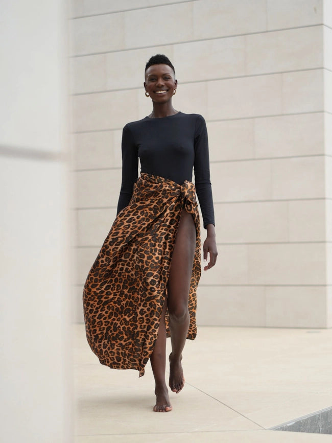 Silk Scarf-Sarong in Leopard Print-Scarf-Bel Cashmere S.C.-51.2 x 51.2 in (130 x 130 cm)-Leopard Print-Urbanheer