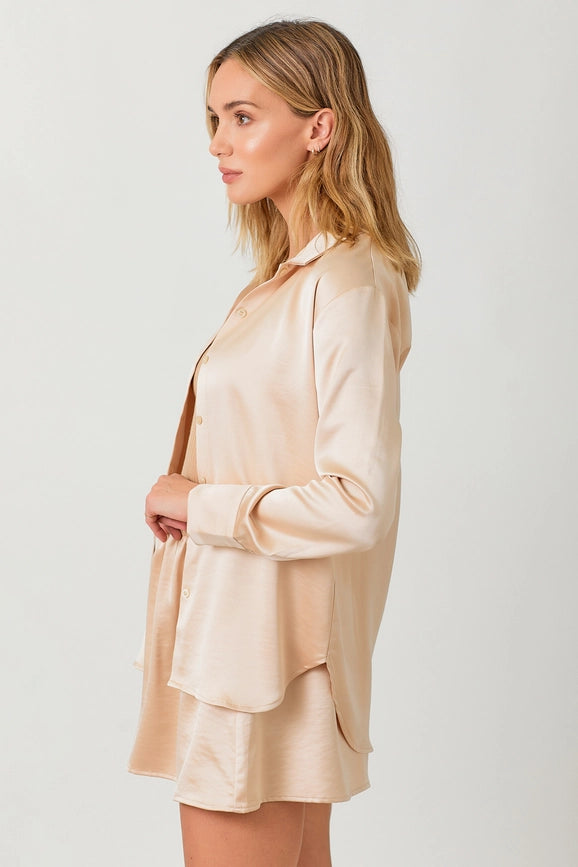 Silky Relaxed Shirt Blush-Shirt-Mystree-S-Blush-Urbanheer