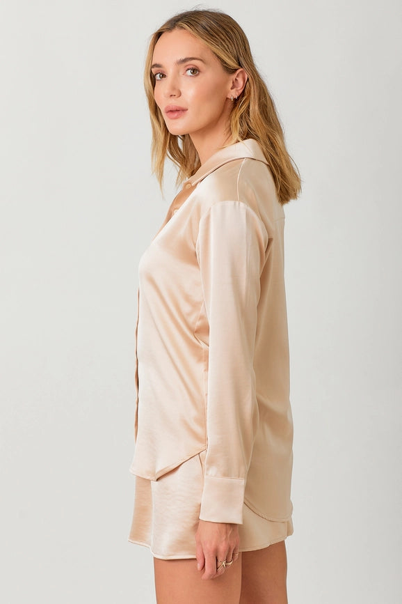 Silky Relaxed Shirt Blush-Shirt-Mystree-S-Blush-Urbanheer