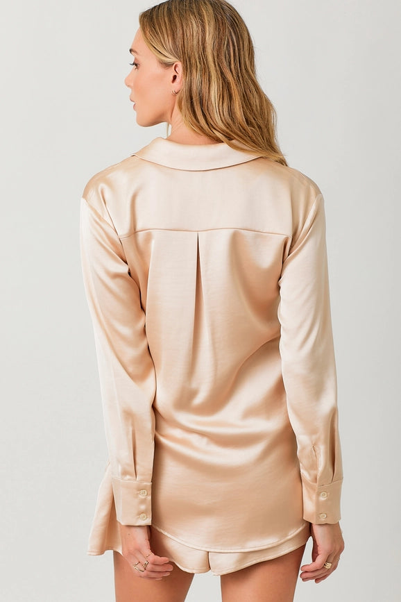 Silky Relaxed Shirt Blush-Shirt-Mystree-S-Blush-Urbanheer