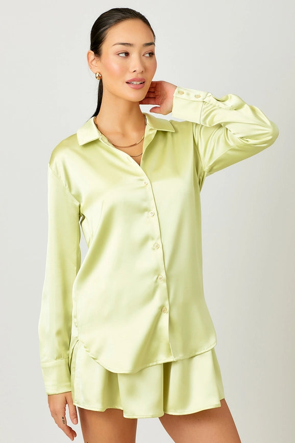 Silky Relaxed Shirt Lime-Shirt-Mystree-S-Lime-Urbanheer