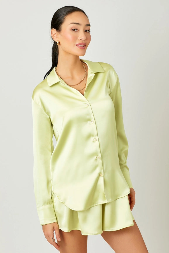 Silky Relaxed Shirt Lime-Shirt-Mystree-S-Lime-Urbanheer