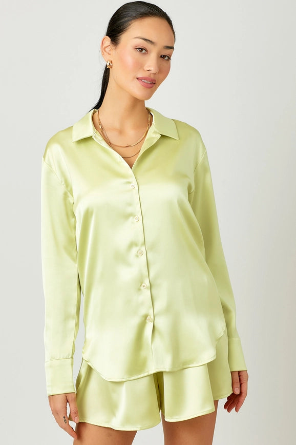 Silky Relaxed Shirt Lime-Shirt-Mystree-S-Lime-Urbanheer