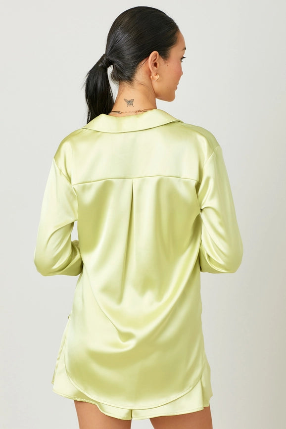 Silky Relaxed Shirt Lime-Shirt-Mystree-S-Lime-Urbanheer