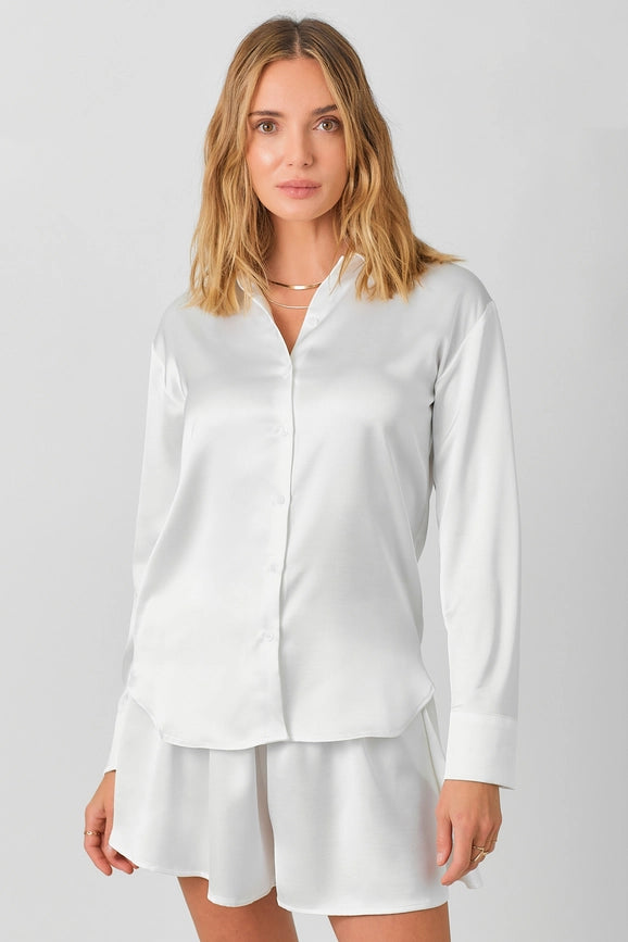 Silky Relaxed Shirt White-Shirt-Mystree-S-White-Urbanheer