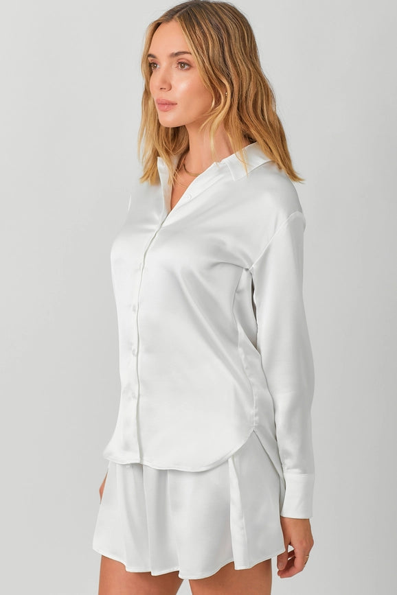 Silky Relaxed Shirt White-Shirt-Mystree-S-White-Urbanheer