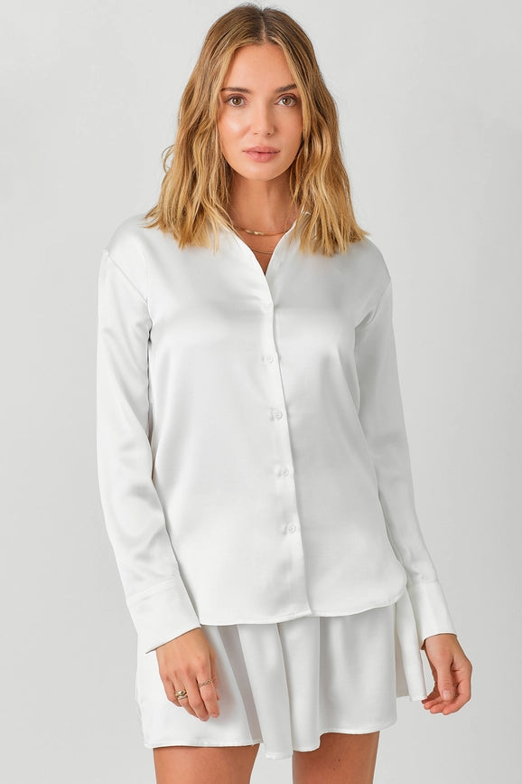Silky Relaxed Shirt White-Shirt-Mystree-S-White-Urbanheer