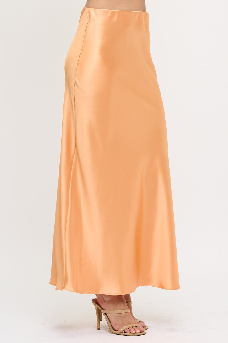 Silky Satin Maxi Skirt-New Arrival-Reneecollection-Small-MELON-Urbanheer