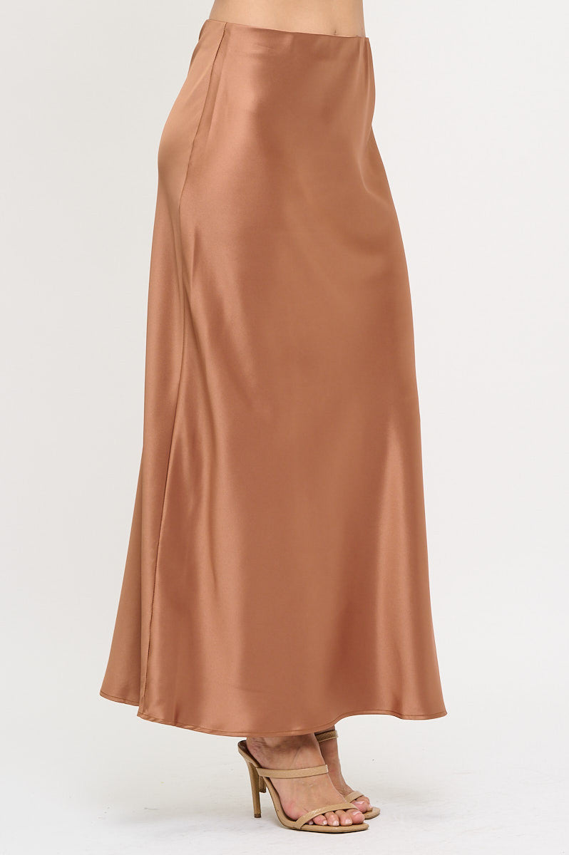Silky Satin Maxi Skirt-New Arrival-Reneecollection-Small-CARAMEL-Urbanheer
