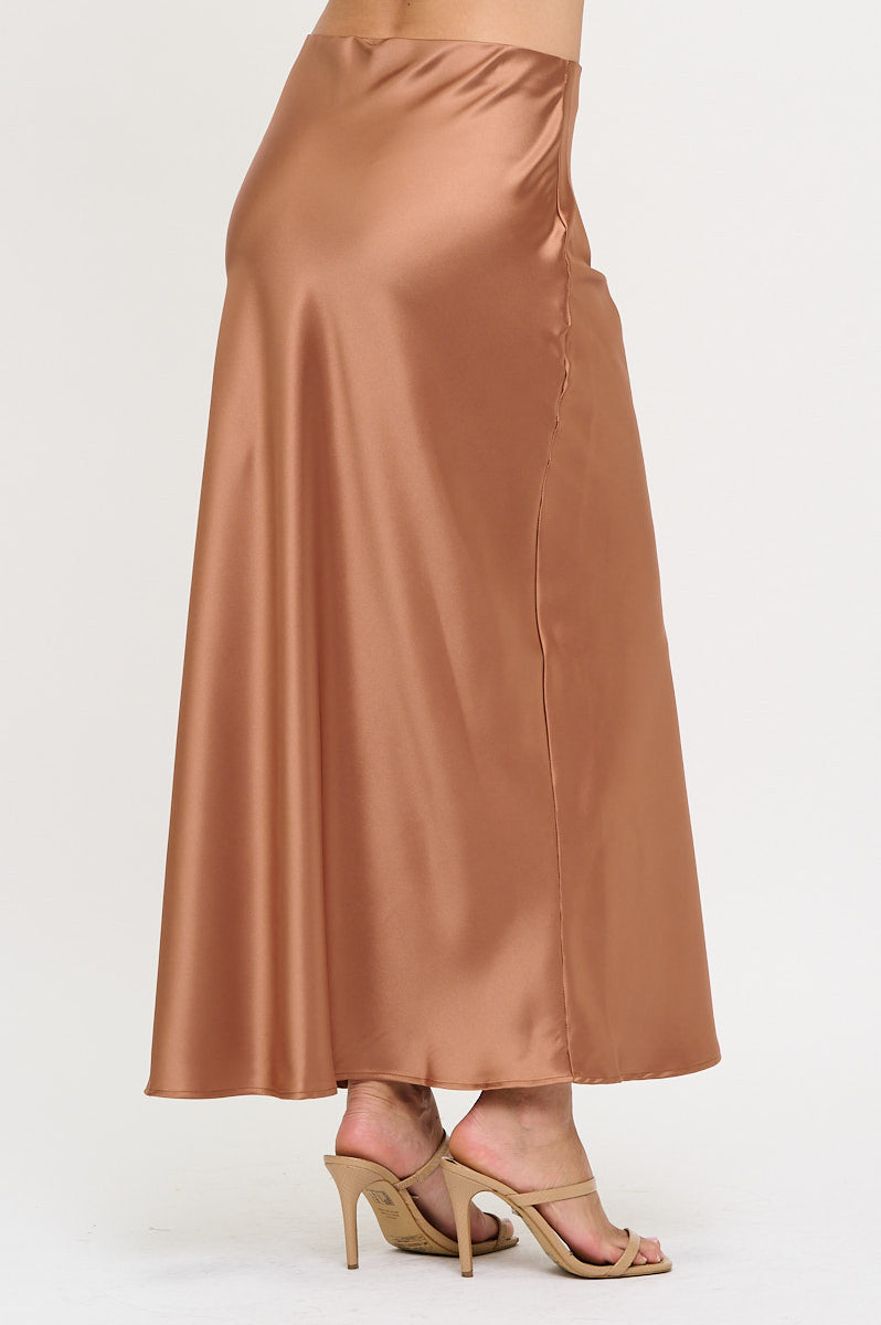 Silky Satin Maxi Skirt-New Arrival-Reneecollection-Small-CARAMEL-Urbanheer