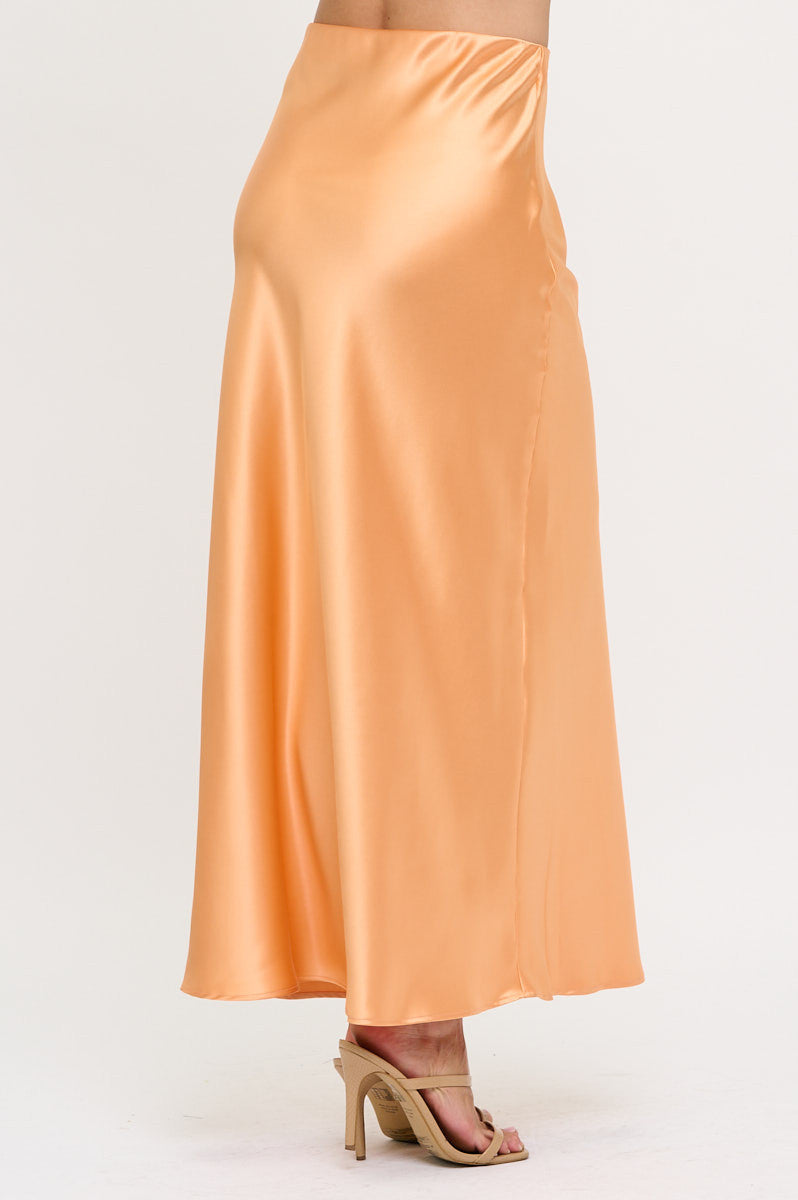 Silky Satin Maxi Skirt-New Arrival-Reneecollection-Small-MELON-Urbanheer