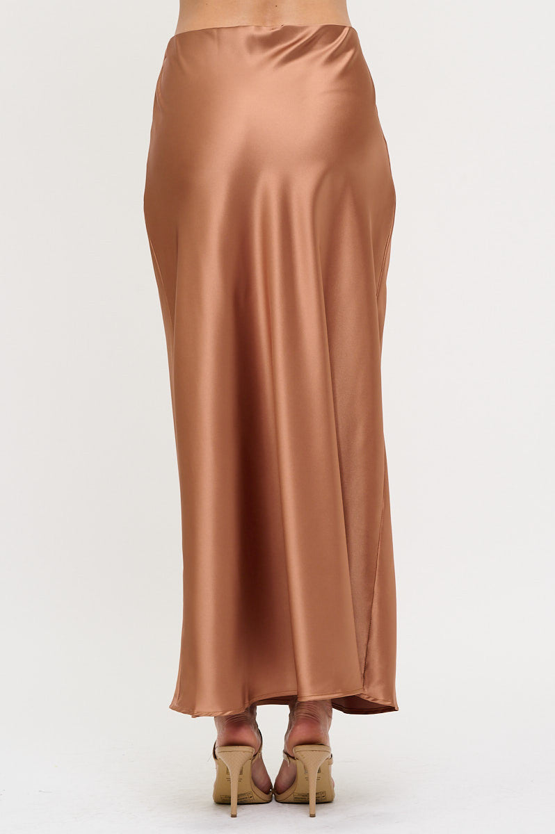 Silky Satin Maxi Skirt-New Arrival-Reneecollection-Small-CARAMEL-Urbanheer