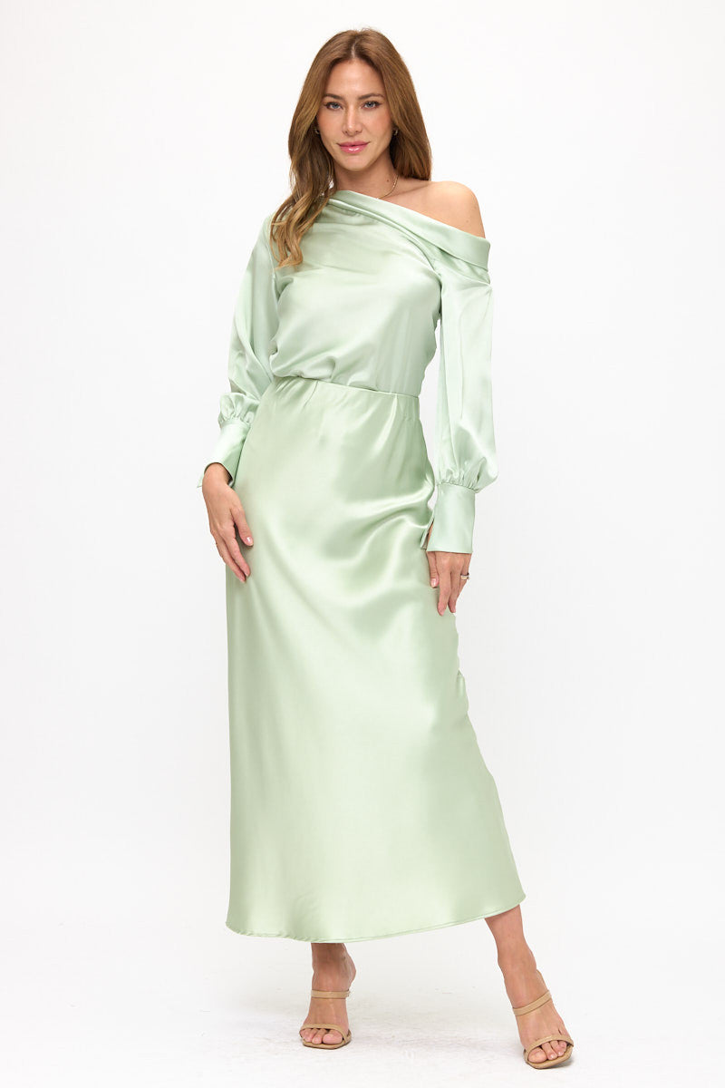 Silky Satin Maxi Skirt-Skirts-Reneecollection-Small-MINT-Urbanheer