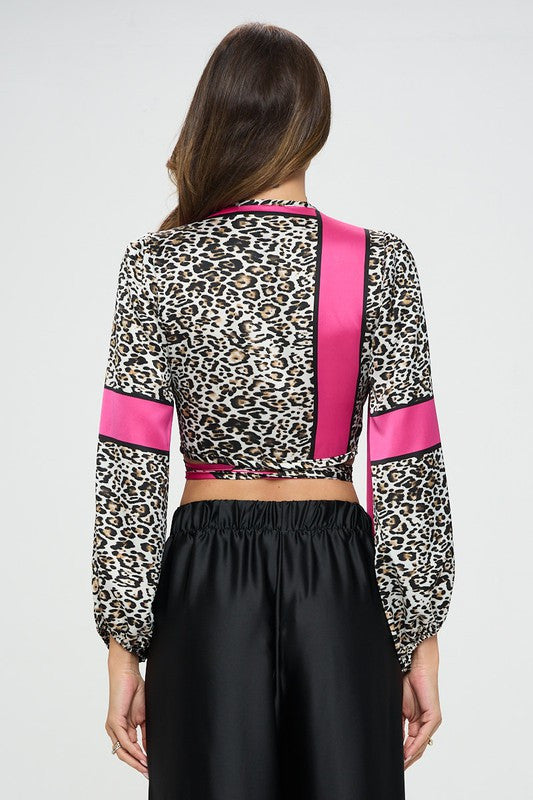 Silky Satin Wrap Crop Top with Tie-Tops-Reneecollection-Small-FUSCHIA-Urbanheer