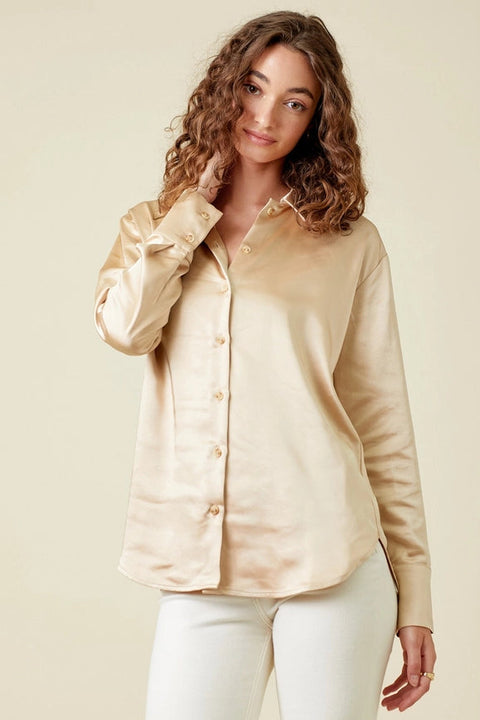 Silky Shirt-Shirt-Mystree-S-Peach Gold-Urbanheer