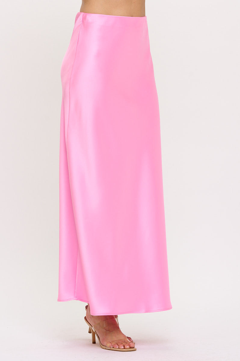 Silky Solid Satin Maxi Skirt-Skirts-Reneecollection-Small-BARBIE PINK-Urbanheer