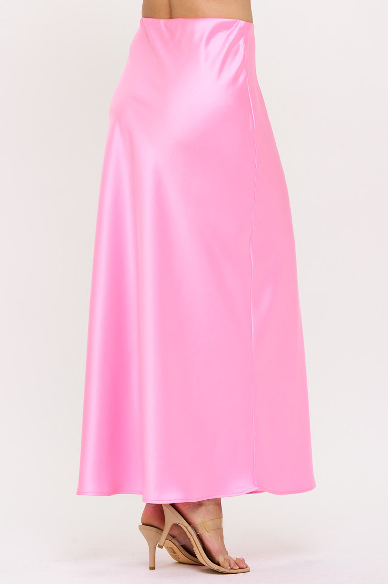 Silky Solid Satin Maxi Skirt-Skirts-Reneecollection-Small-BARBIE PINK-Urbanheer