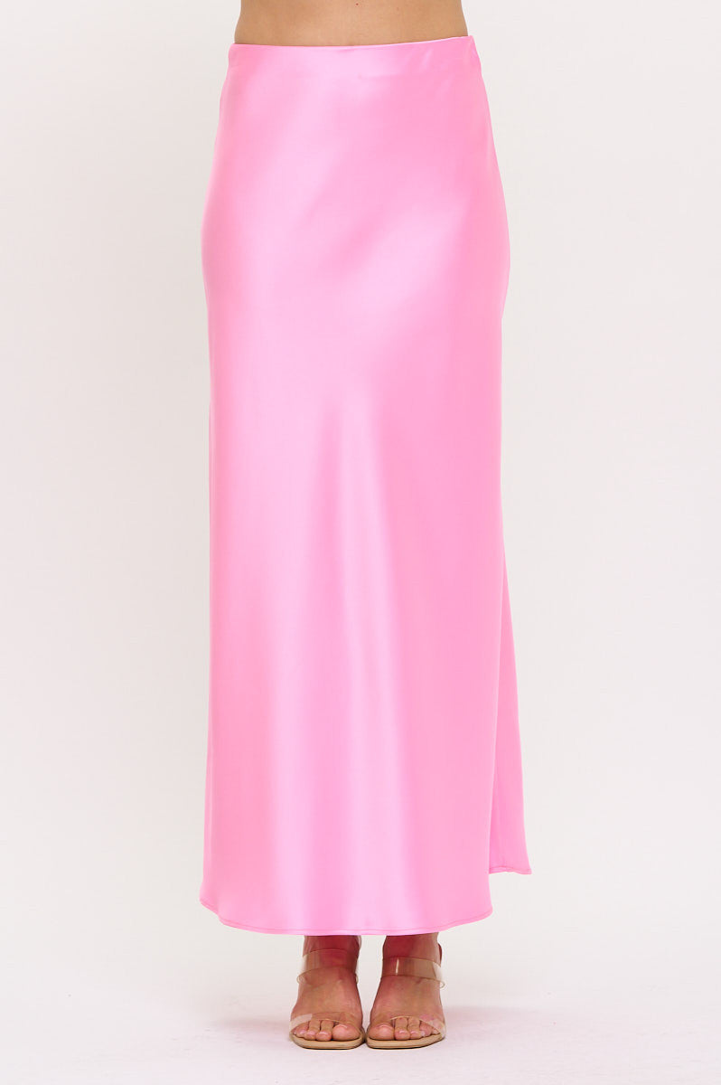 Silky Solid Satin Maxi Skirt-Skirts-Reneecollection-Small-BARBIE PINK-Urbanheer