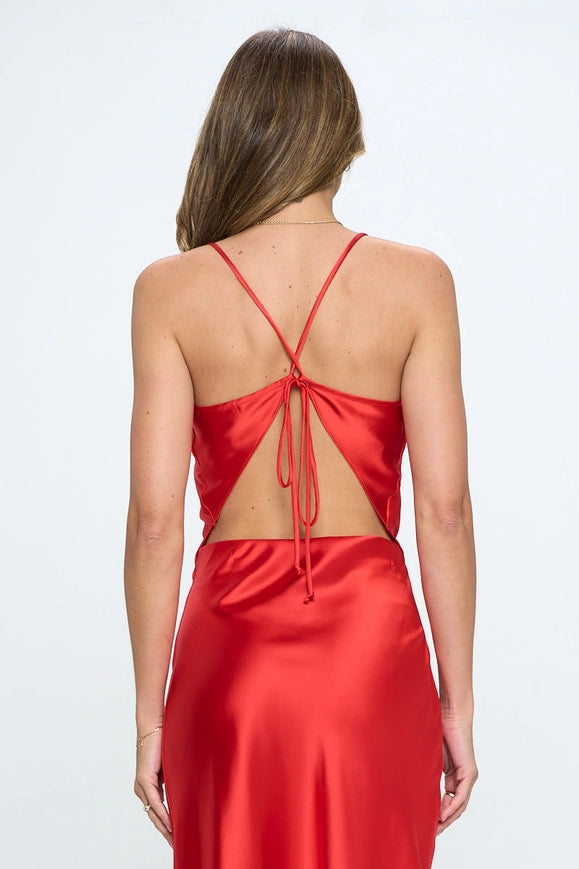 Silky Stretch Satin Solid Backless Tie Top-TOP-Renee C.-S-RED-Urbanheer