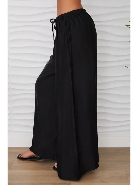 Silky Wide Leg Pants BLACK-Pants-MILIO MILANO-XS-BLACK-Urbanheer