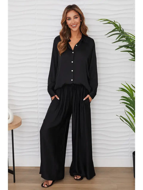 Silky Wide Leg Pants BLACK-Pants-MILIO MILANO-XS-BLACK-Urbanheer