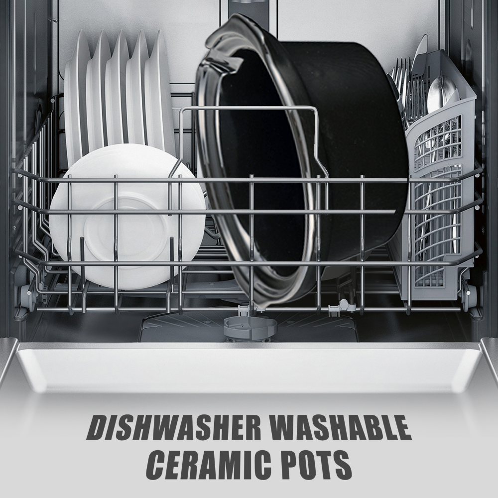 Silver 4.5 QT Electric Small Slow Cookers Portable Crock Pot 1.5 Quart Triple Slow Cooker For Buffet Kitchen-Kitchen & Dining-UH Kitchen-Urbanheer