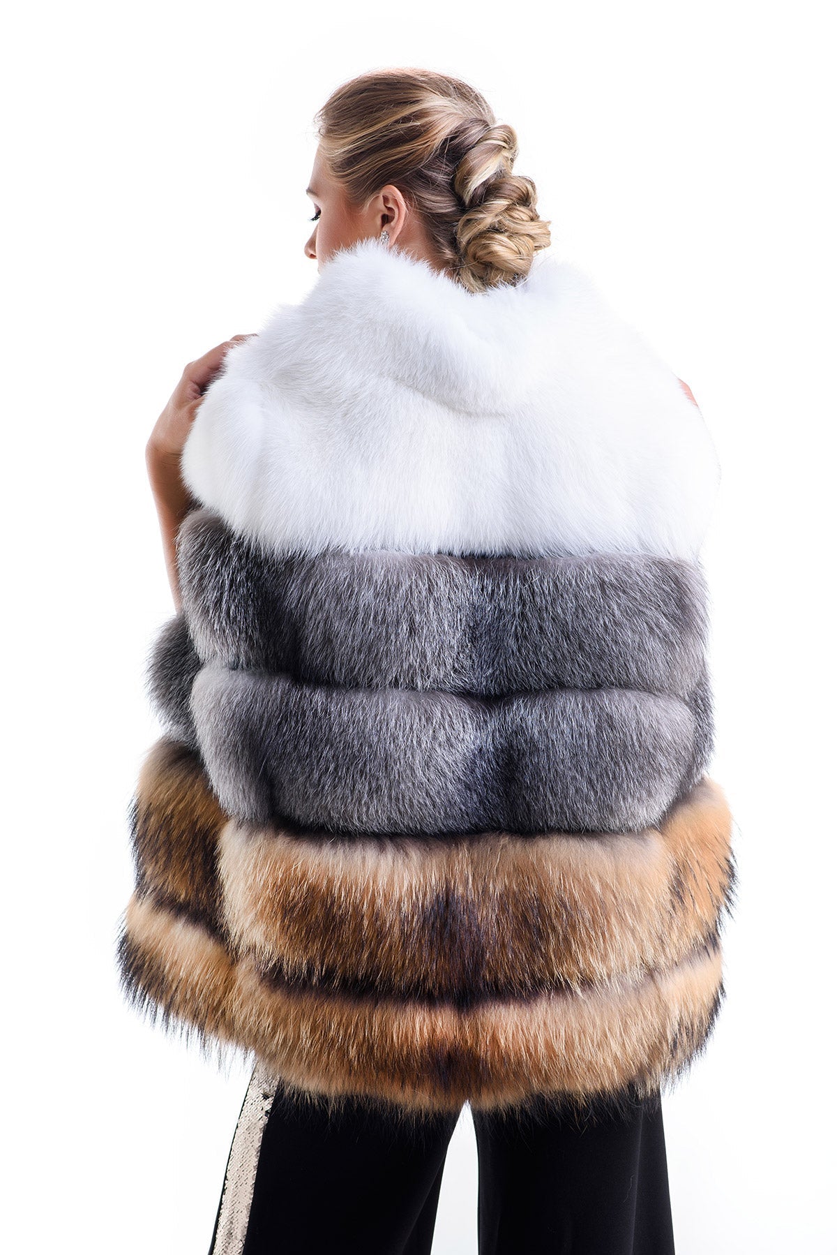 Silver Cape Style Genuine Raccoon and Arctic Fox Fur Vest-Fur Vests & Gilets-Buy Me Fur Ltd-Silver-S-Genuine Fox and Raccoon Fur-Urbanheer