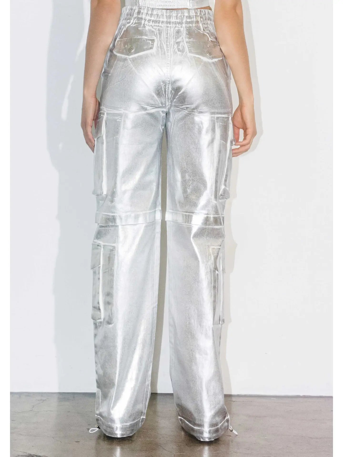 Silver Foil Printed Cargo Pants
