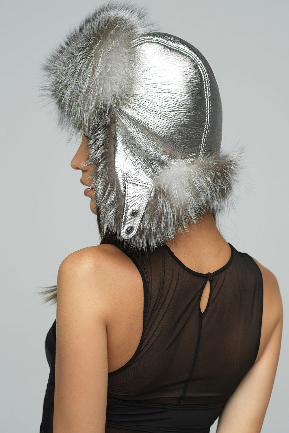 Silver Genuine Arctic Fox Fur Hat-Hats-Buy Me Fur Ltd-Silver-56-Genuine Fox Fur-Urbanheer