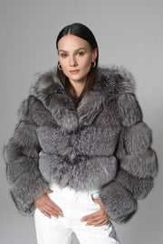 Silver Hooded Arctic Fox Raccoon Fur Jacket-Fur Jackets-Buy Me Fur Ltd-Silver-XS-Genuine Fox and Raccoon Fur-Urbanheer