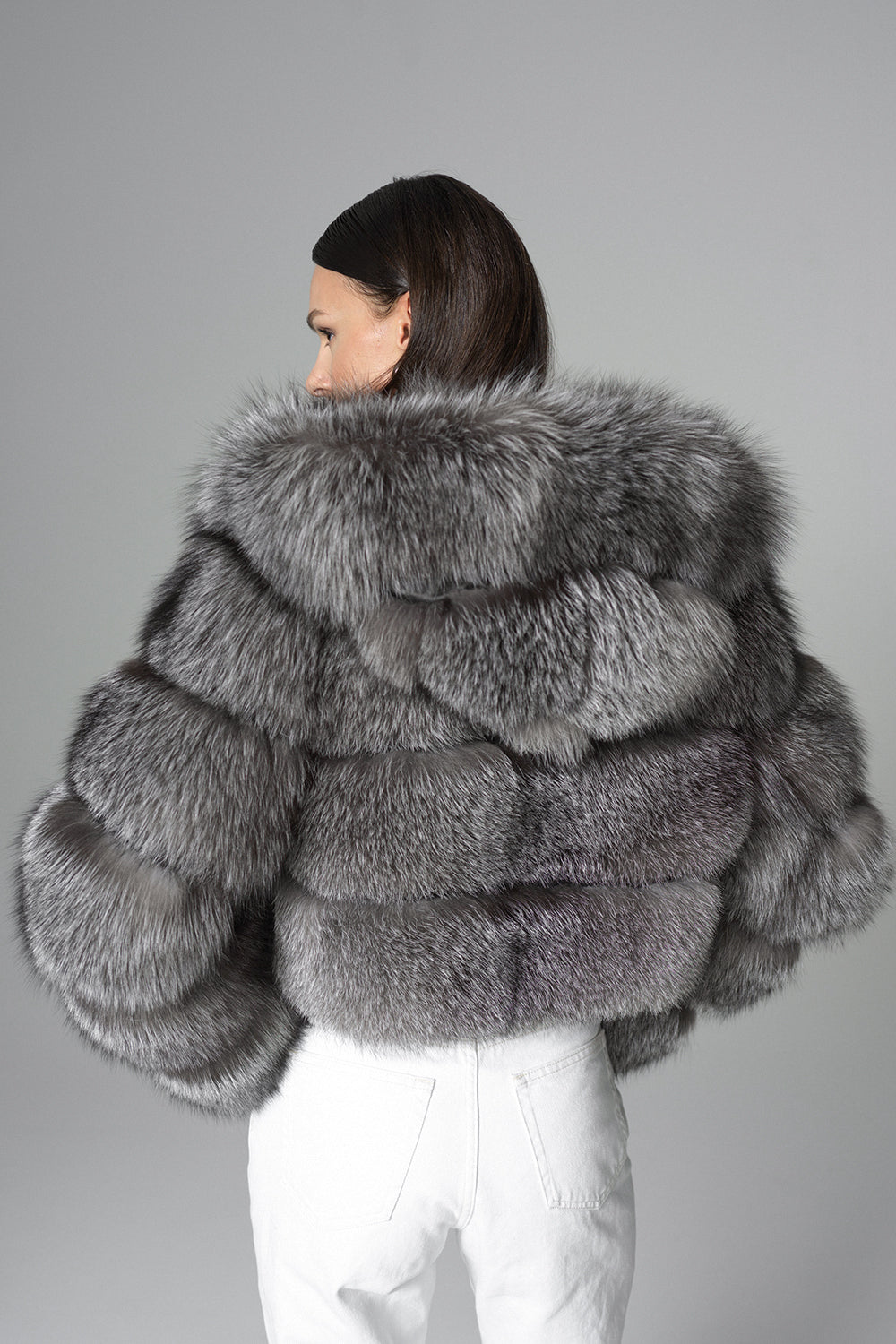 Silver Hooded Arctic Fox Raccoon Fur Jacket-Fur Jackets-Buy Me Fur Ltd-Silver-XS-Genuine Fox and Raccoon Fur-Urbanheer