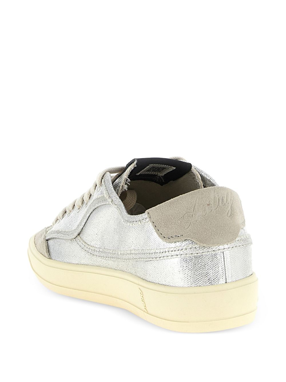 Silver Metallic Canvas Lace-Up Sneakers for Everyday Comfort