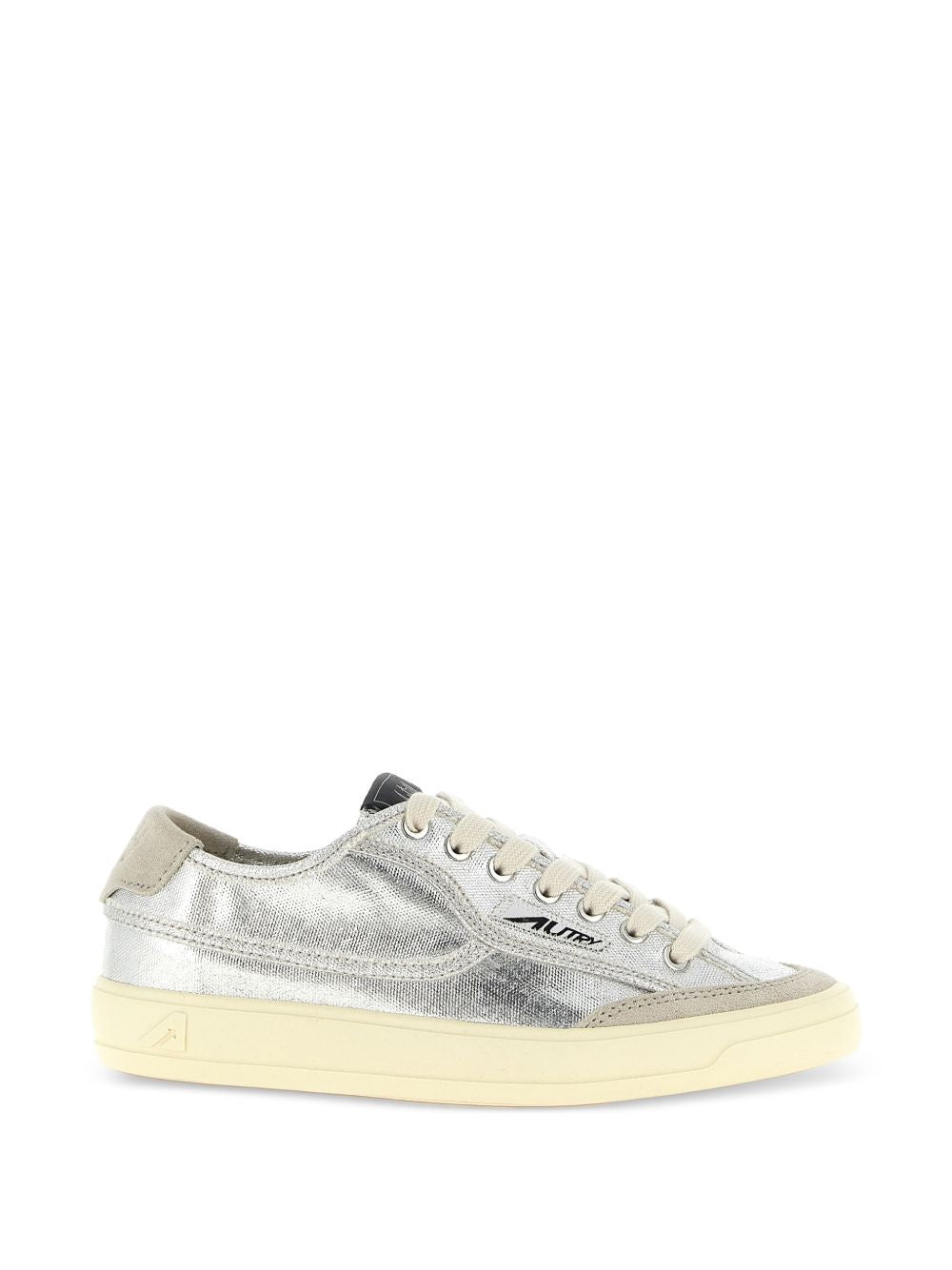 Silver Metallic Canvas Lace-Up Sneakers for Everyday Comfort