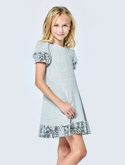 Silver Sequin Trimmed Flared Dress W Pockets-Dress-Hannah Banana-12-GREY-Urbanheer