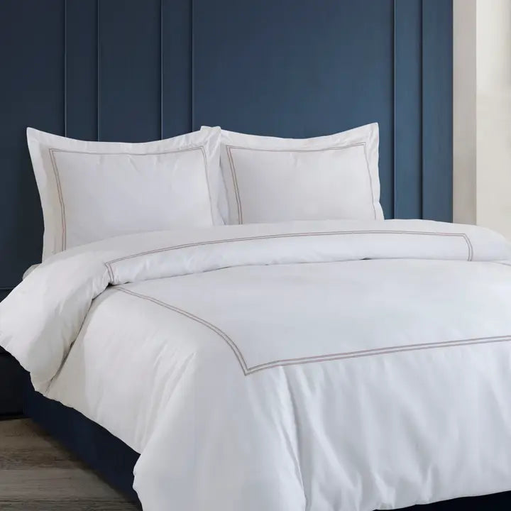 Silver Striped Luxury Duvet Cover-Duvet Cover-Globaltex Fine Linens-Queen-White- Silver Stripe-Urbanheer