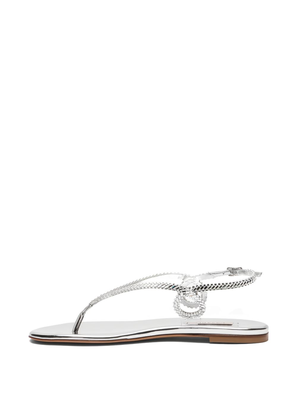 Silver-Tone Braided Strap Flat Sandals for Summer Comfort