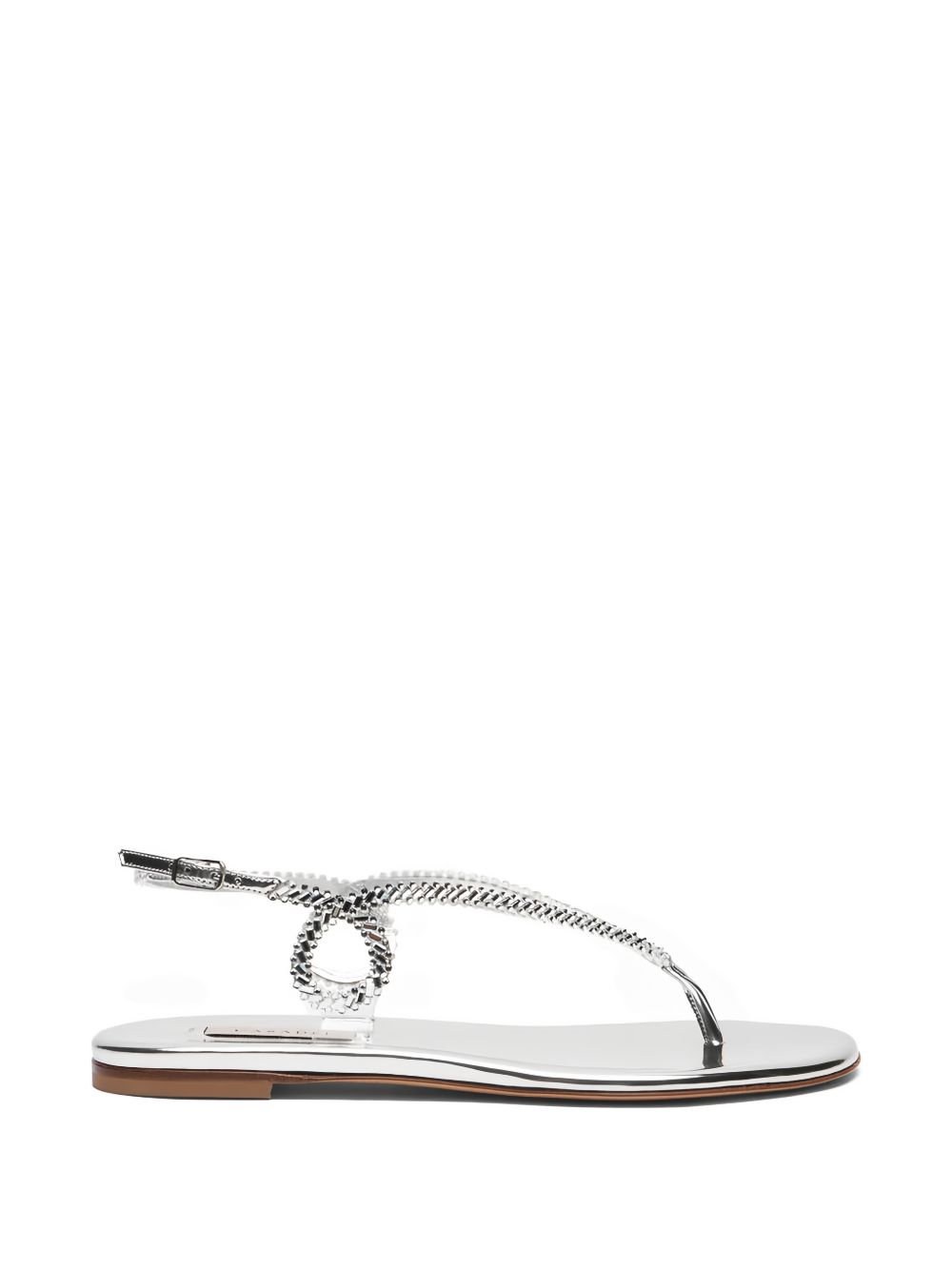 Silver-Tone Braided Strap Flat Sandals for Summer Comfort