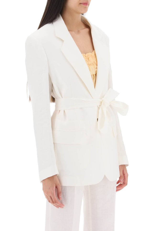 Single-Breasted Blazer In Linen-women > clothing > jackets and blazers > blazers and gilets-Hebe Studio-Urbanheer