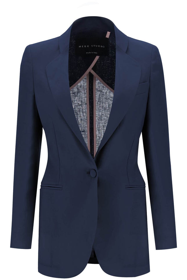 Single-Breasted Blazer In Linen-women > clothing > jackets and blazers > blazers and gilets-Hebe Studio-Urbanheer