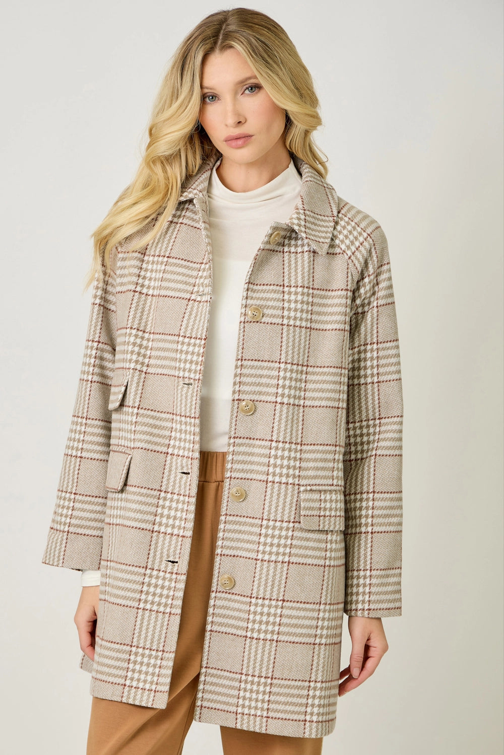 Single Breasted Midi Coat in Beige