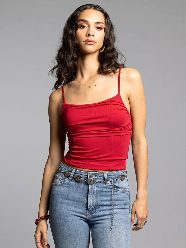 Skinny-Strap Tank - Malia Tank RED-Tank Tops-Weekend Los Angeles-XS-RED-Urbanheer
