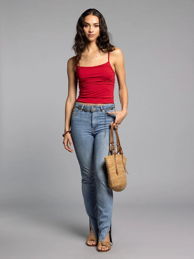 Skinny-Strap Tank - Malia Tank RED-Tank Tops-Weekend Los Angeles-XS-RED-Urbanheer