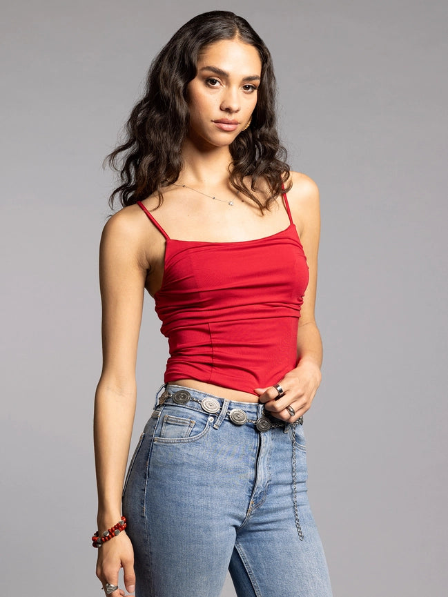 Skinny-Strap Tank - Malia Tank RED-Tank Tops-Weekend Los Angeles-XS-RED-Urbanheer