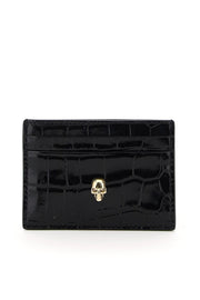Skull Card Holder-women > accessories > wallets and small leather goods > card holders-Alexander Mcqueen-os-Nero-Urbanheer
