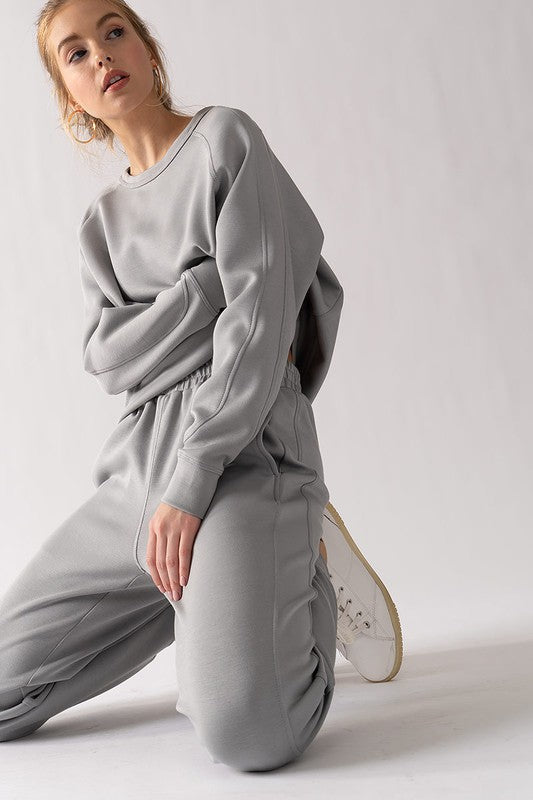 Sleeve Detail Pullover Raglan Sweatshirt Ice Blue-Pullover Raglan Sweatshirt-Urban Daizy-S-Urbanheer