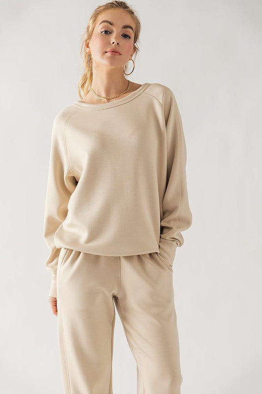 Sleeve Detail Pullover Raglan Sweatshirt Natural-Pullover Raglan Sweatshirt-Urban Daizy-S-Urbanheer
