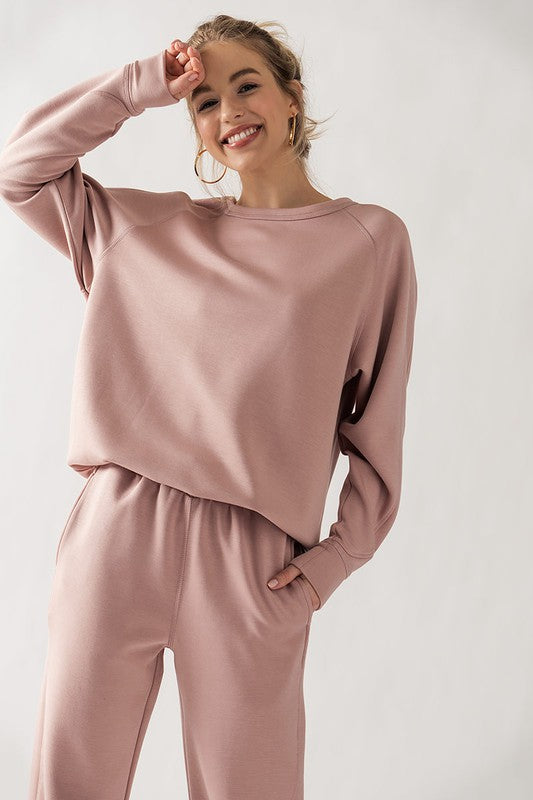 Sleeve Detail Pullover Raglan Sweatshirt ROSE-Pullover Raglan Sweatshirt-Urban Daizy-S-Urbanheer